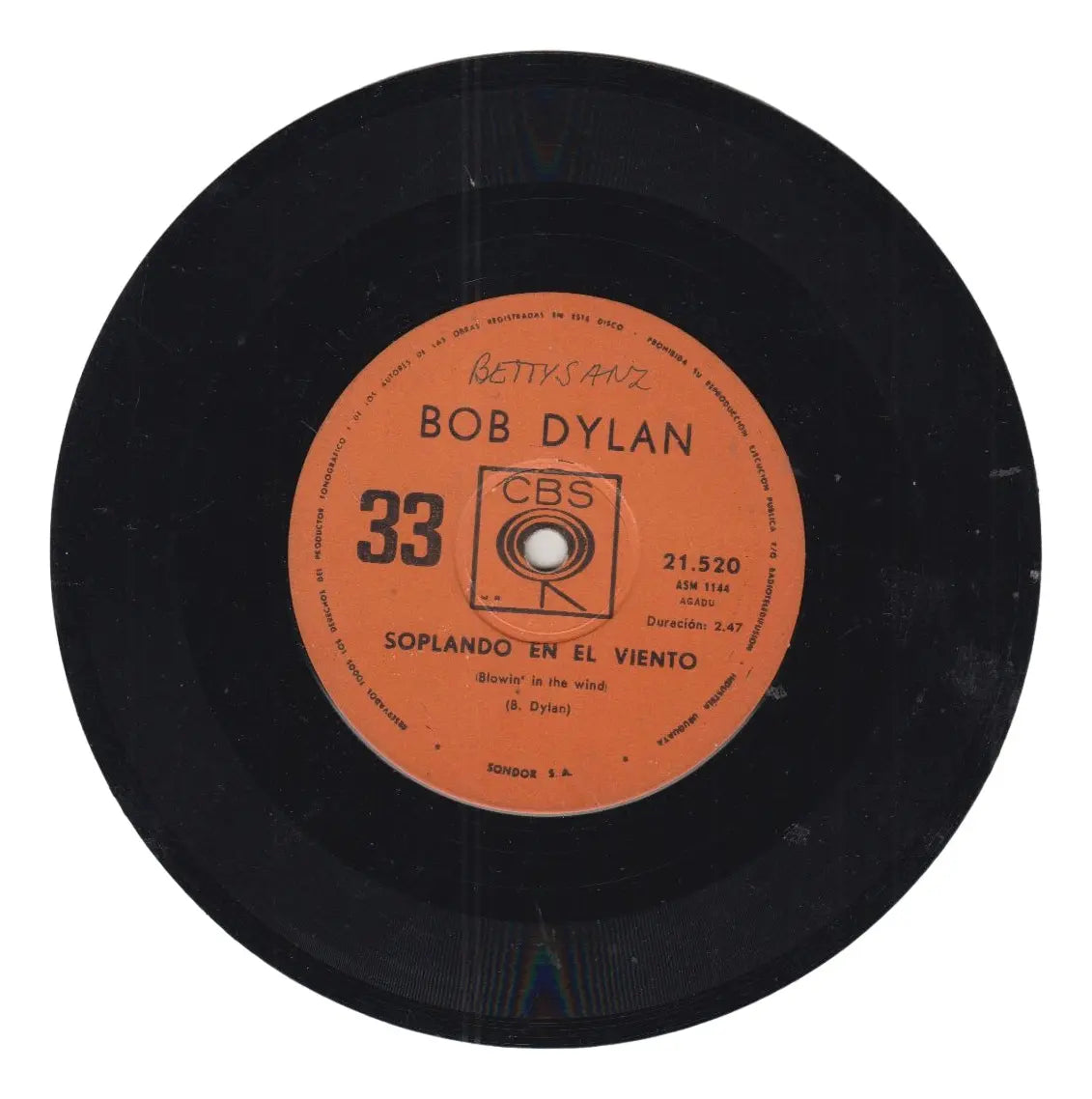 1967 Bob Dylan Simple Vinilo Pro Uruguay Blowing In The Wind
