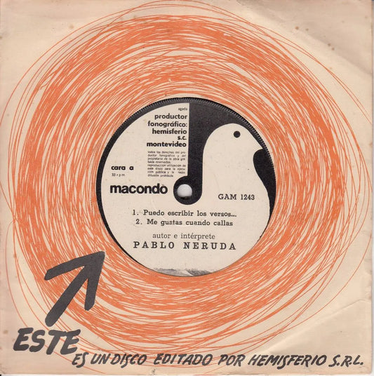 Disco Vinilo Ep Uruguay Pablo Neruda Poesia Sello Macondo